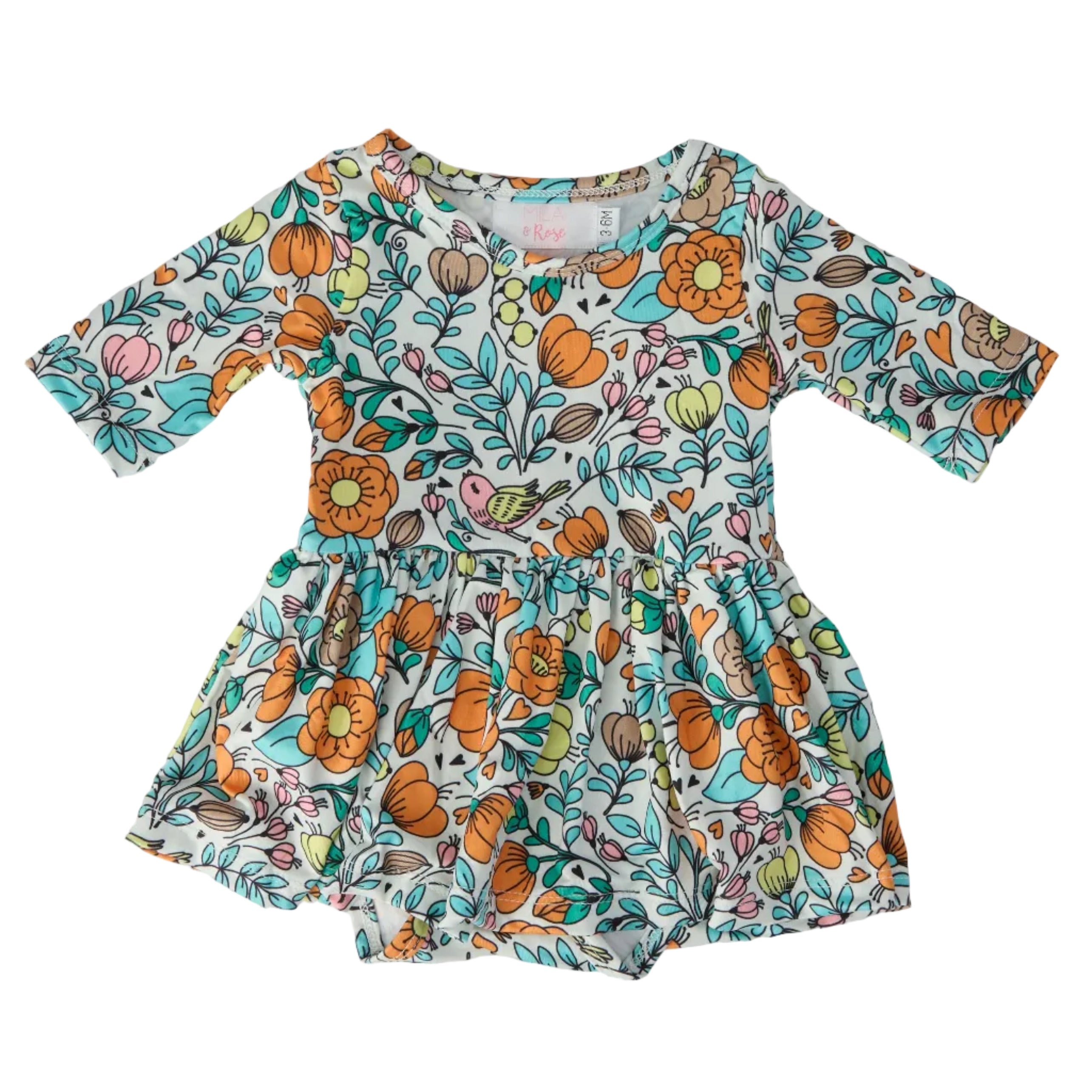 Vintage Vibes 3/4 Sleeve Twirl Bodysuit