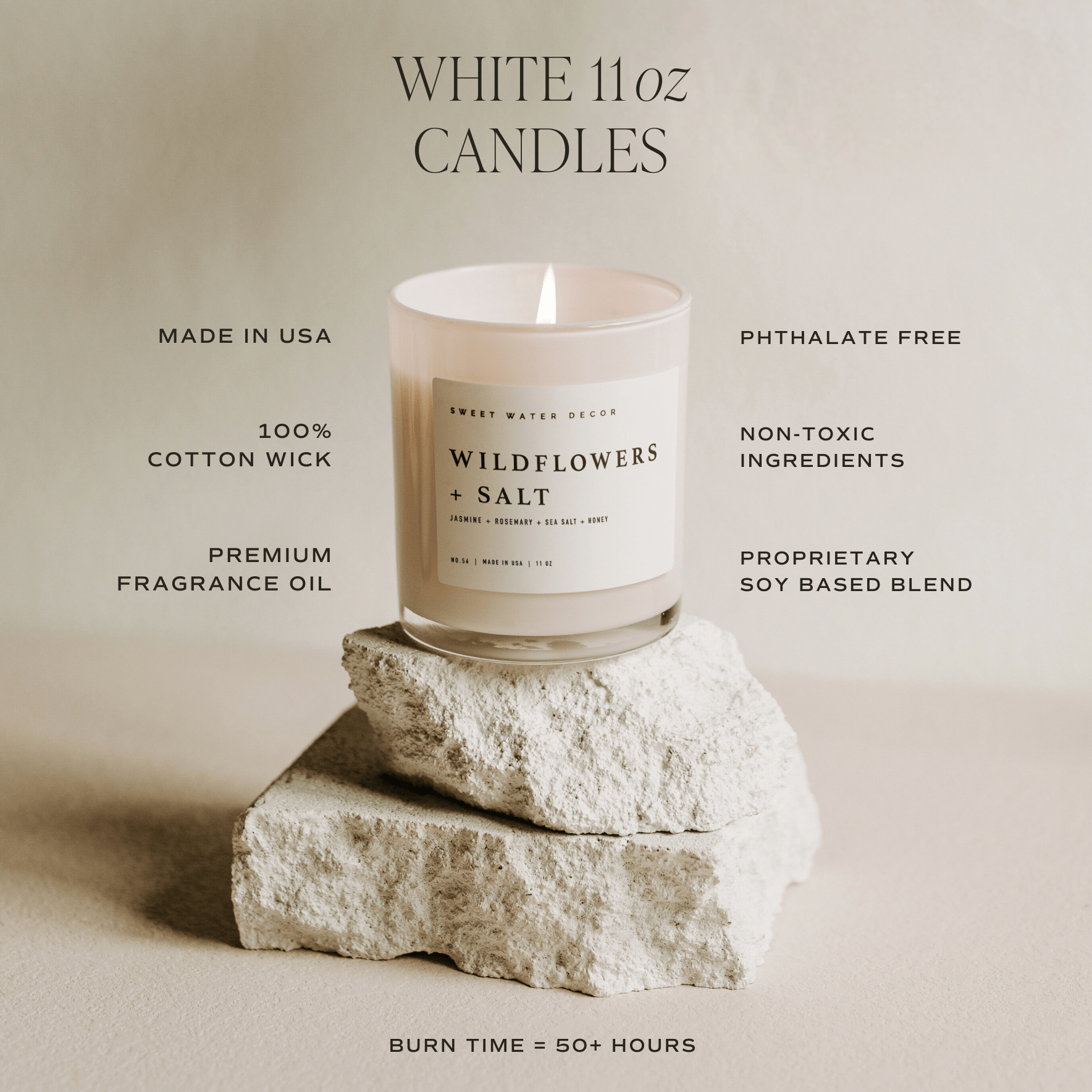Salt and Sea Soy Candle - White Jar - 11 oz