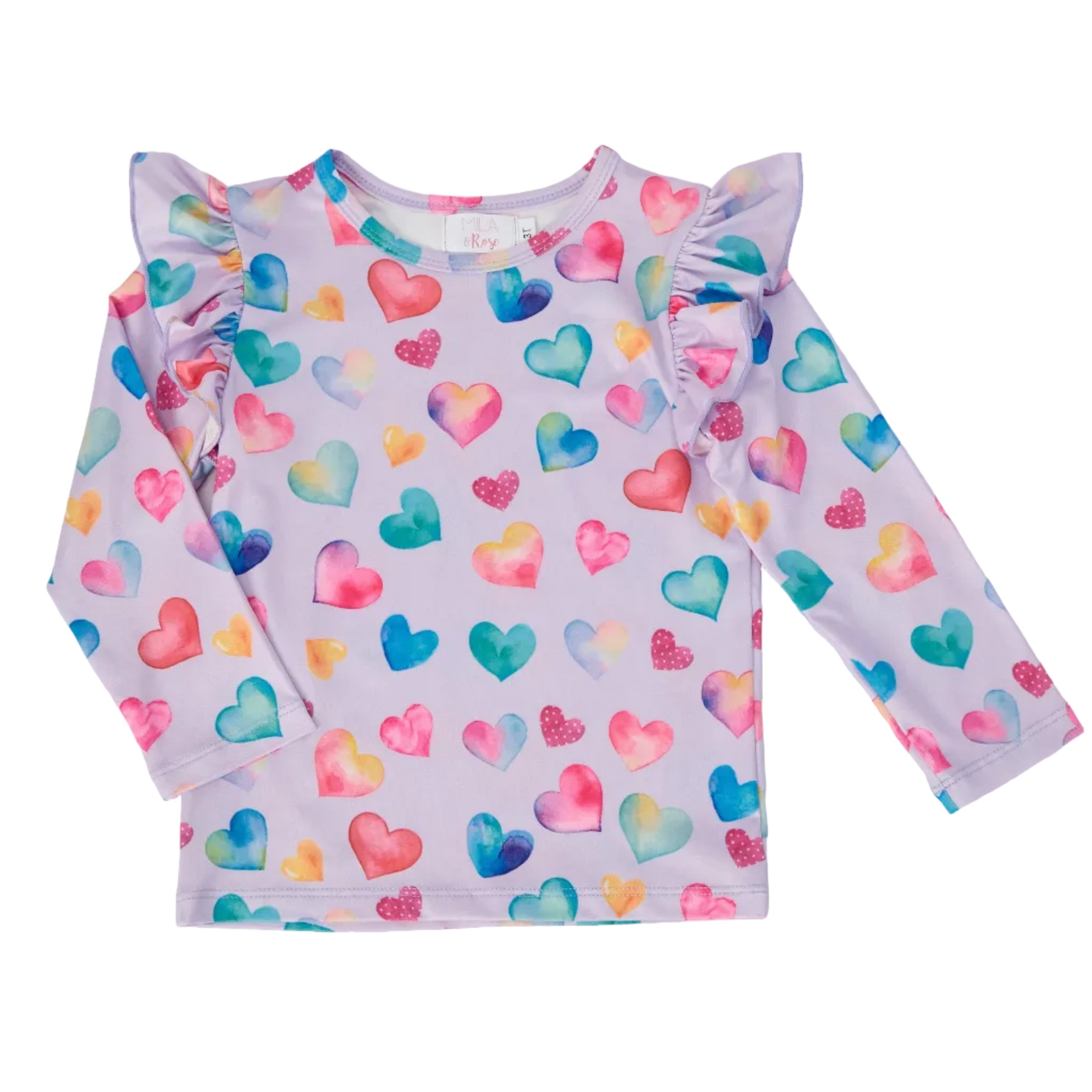 Watercolor Kisses L/S Ruffle Tee