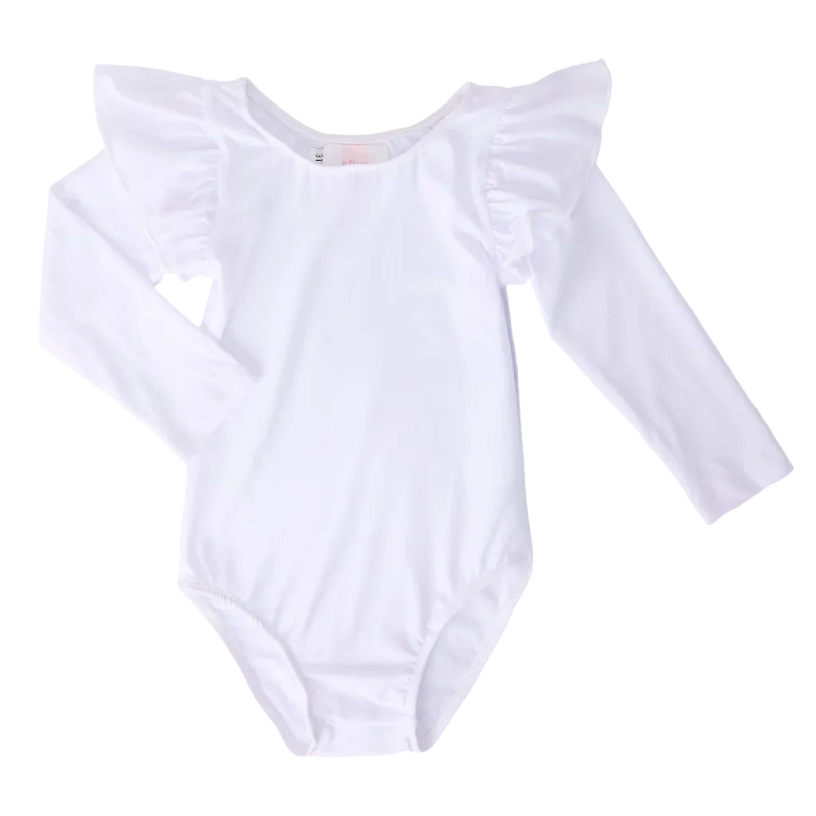 White L/S Flutter Sleeve Leotard