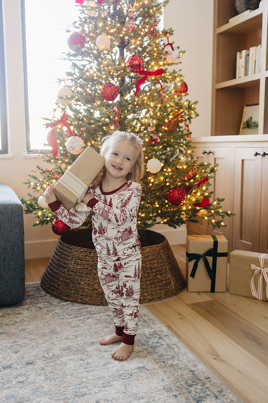 Holiday Toile Ribbed Bamboo Cozy Set