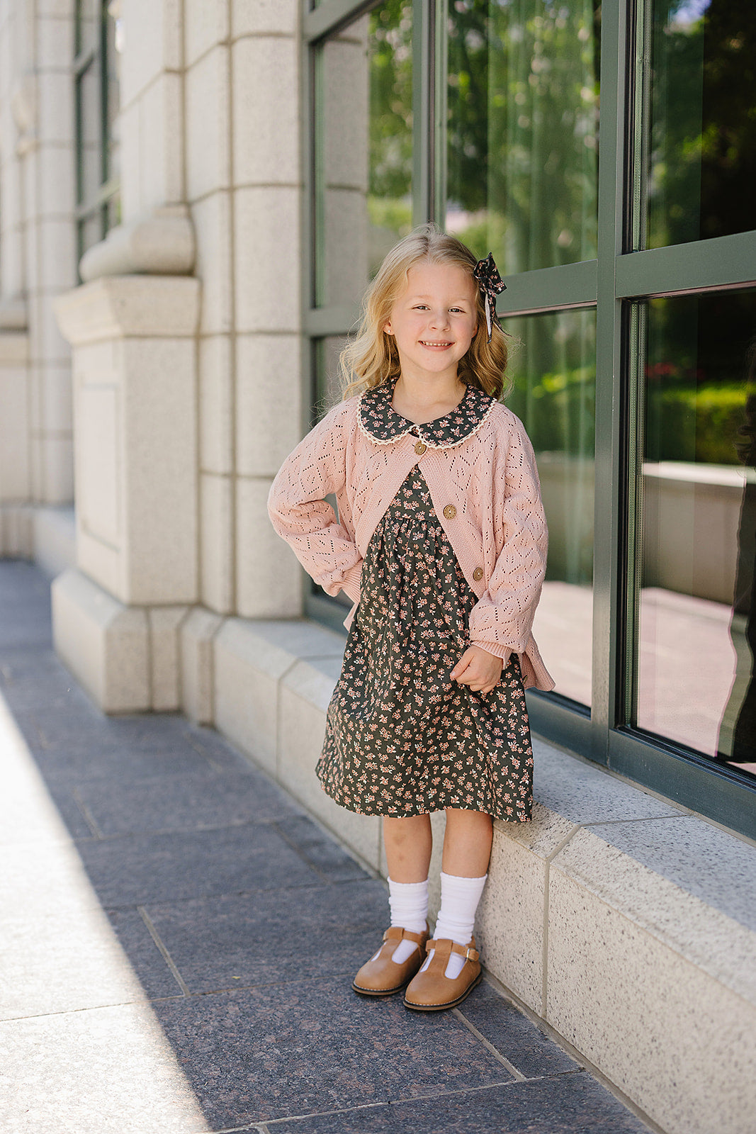 Pink Pointelle Button Down Cardigan
