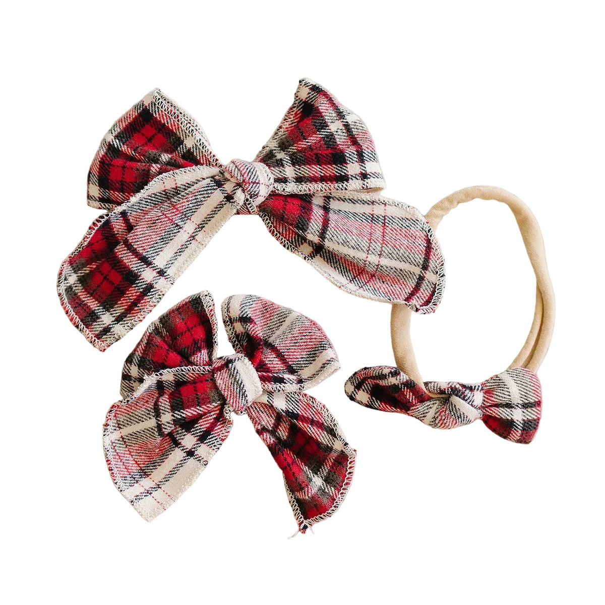 Red Plaid Hair Bow