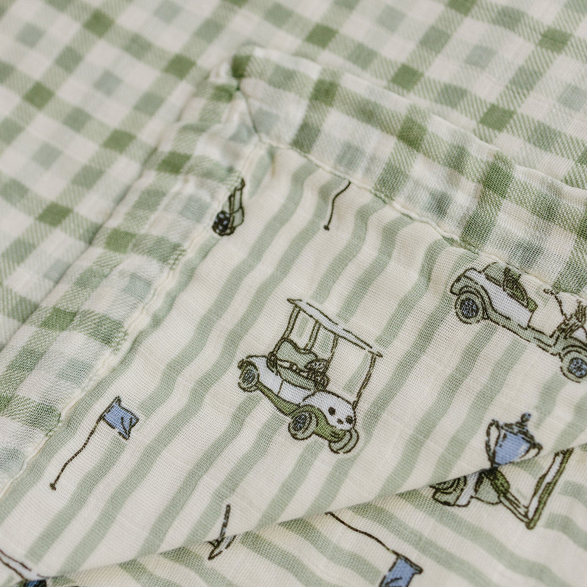 Tee Time + Green Gingham Muslin Quilt