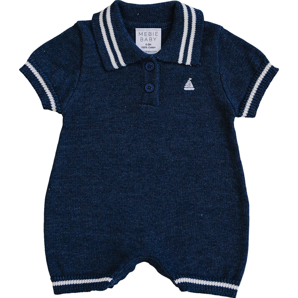 Collared Sailboat Knit Short Romper