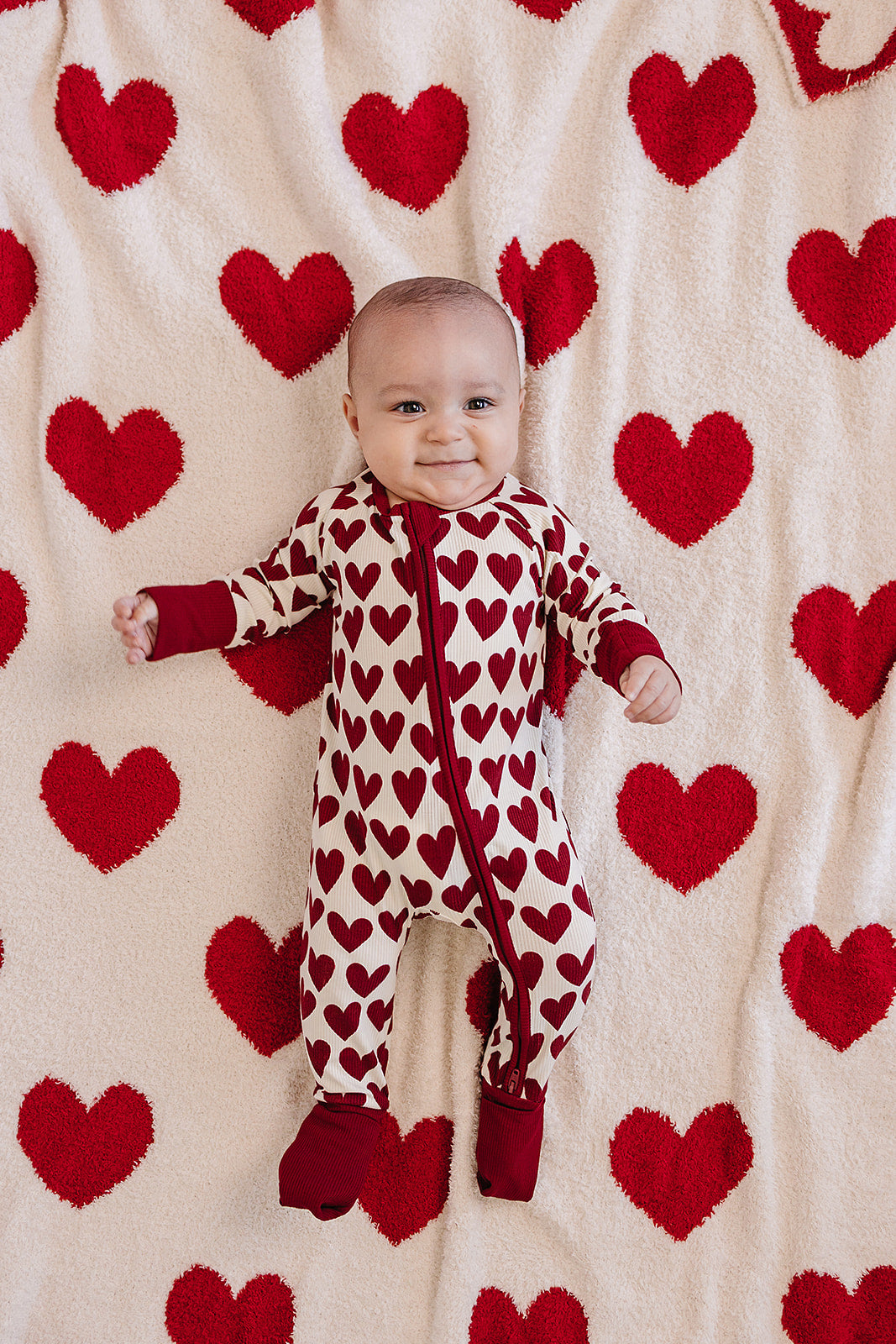 Hearts Ribbed Bamboo Zipper