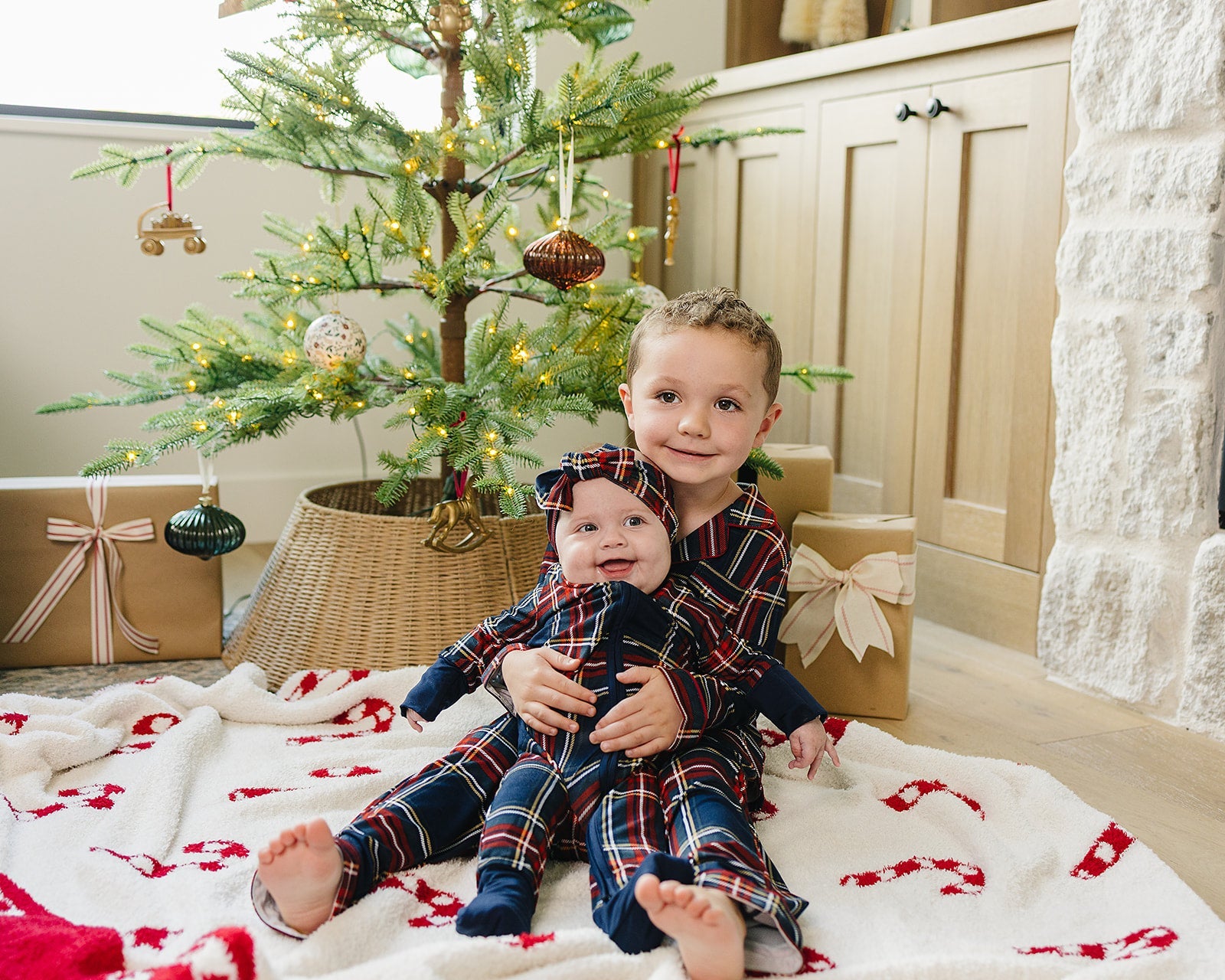 Christmas Plaid Collared Lounge Set