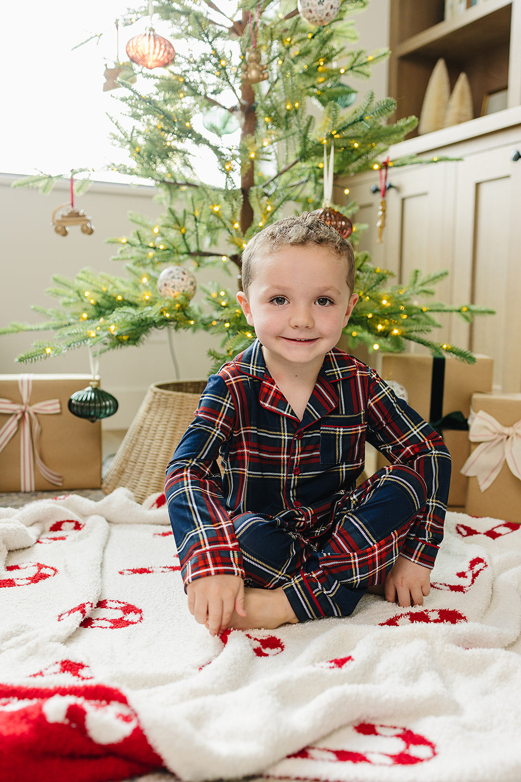 Christmas Plaid Collared Lounge Set