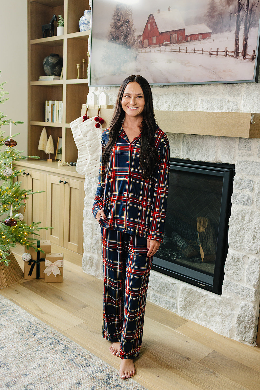 Adult Christmas Plaid Lounge Set