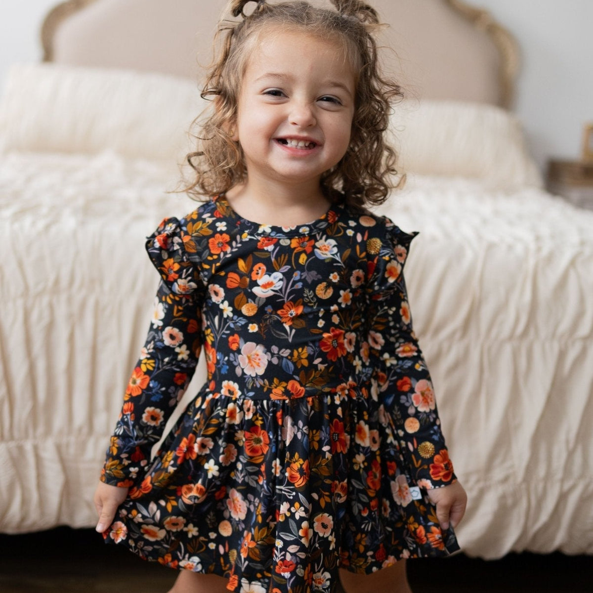 Autumn Bloom Bodysuit Twirl Dress