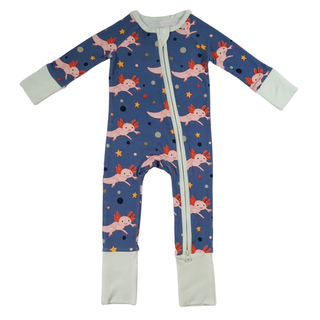 Axolotl Baby Zip Pajamas