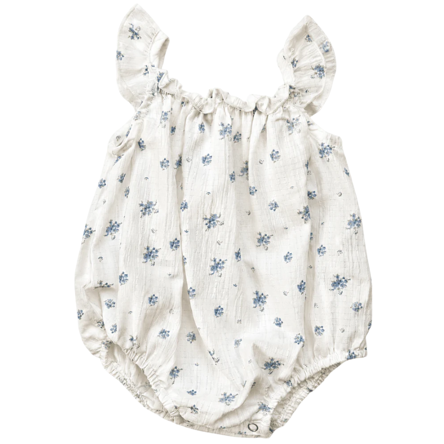 Ivy Flutter Sleeve Bubble Romper - Blue Patina