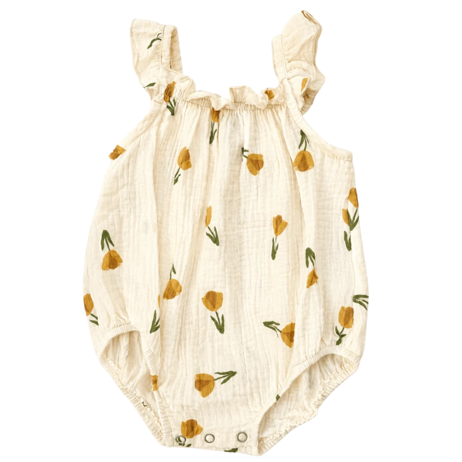 Ivy Flutter Sleeve Bubble Romper - Buttercup Bloom