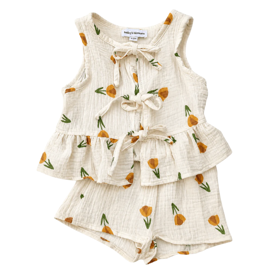 Posie Tie Front Two-Piece Set - Buttercup Bloom