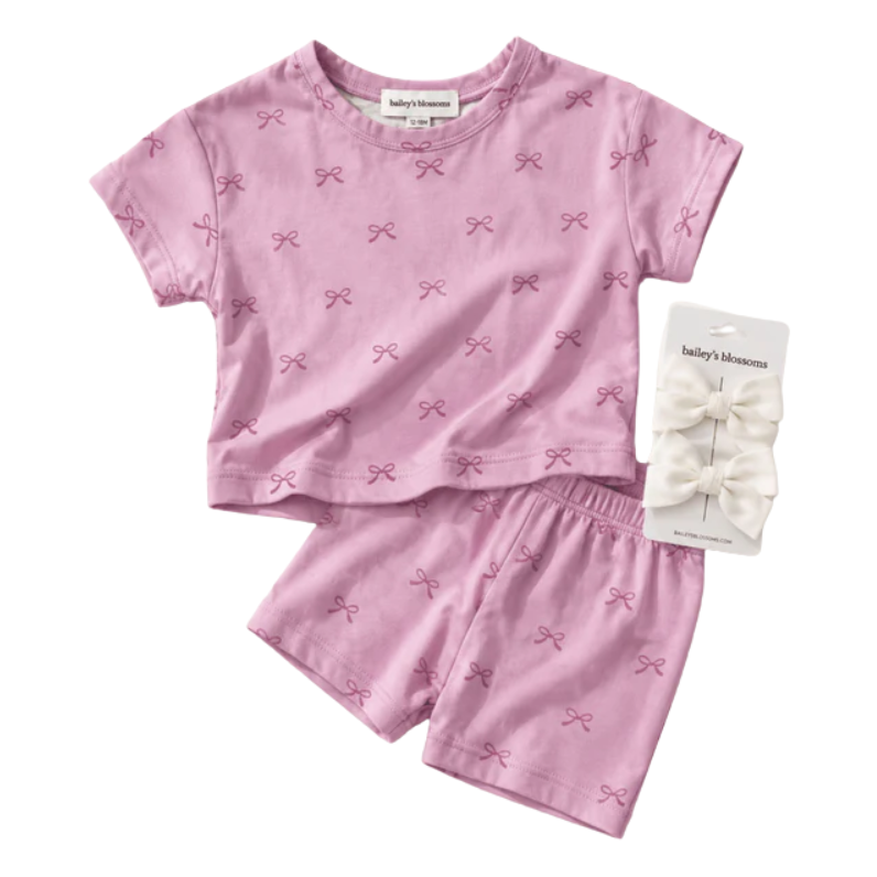Quinn Two-Piece Lounge Set - Pink Bows