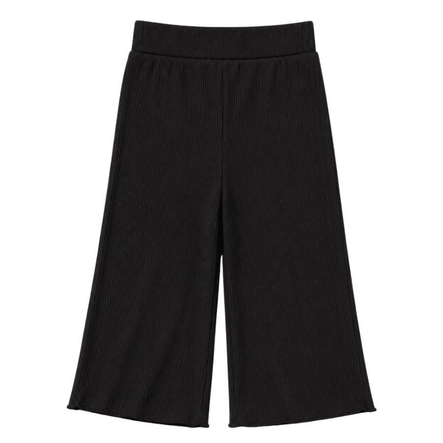 Rhea Ribbed Wide Leg Pants - Black