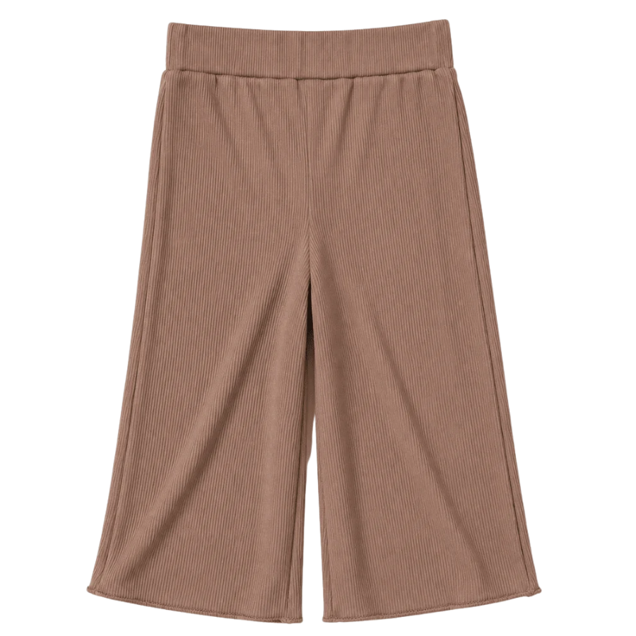 Rhea Ribbed Wide Leg Pants - Latte