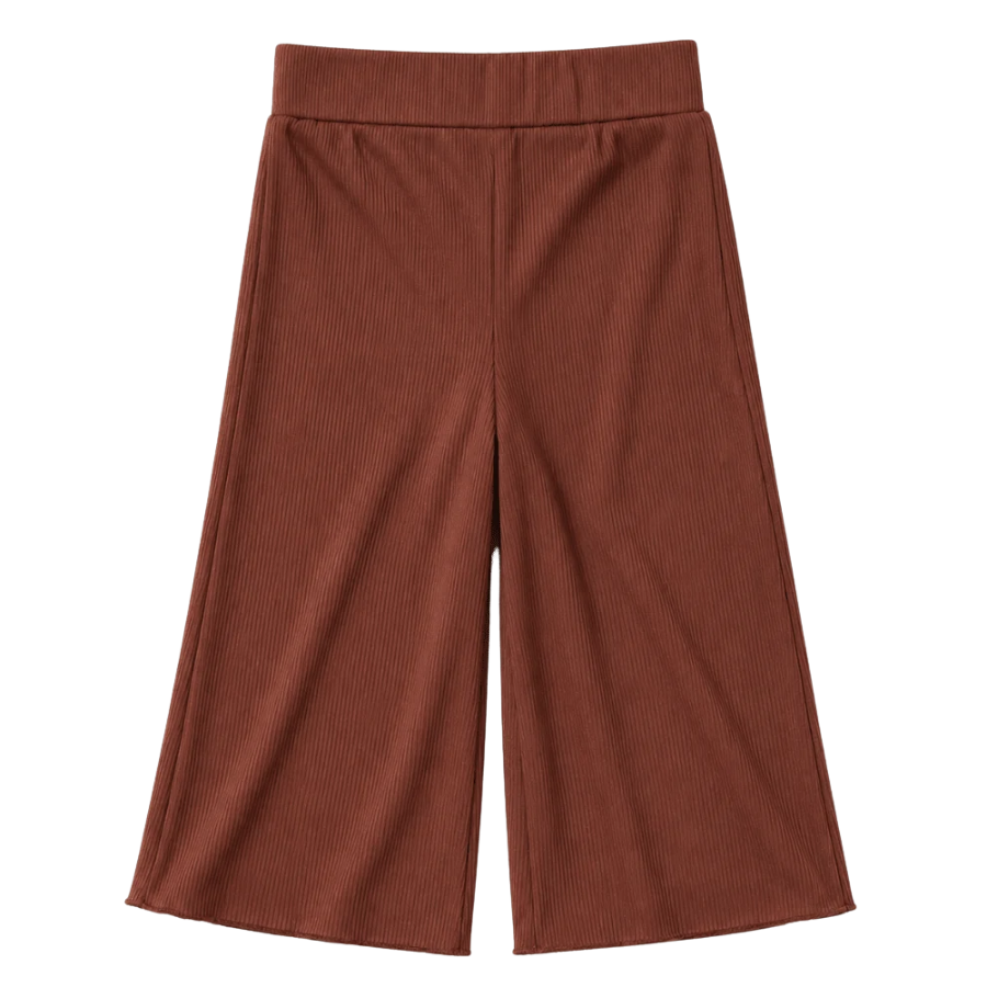 Rhea Ribbed Wide Leg Pants - Mocha