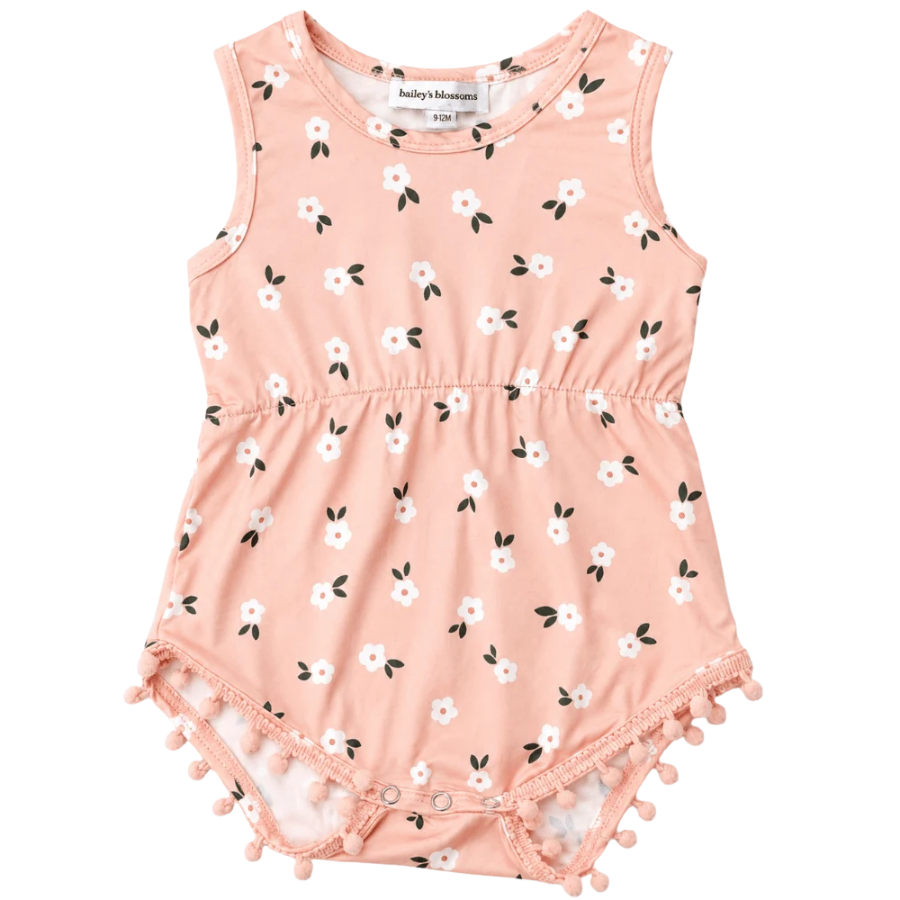 Dillon Pom Pom Romper - Peach Harvest