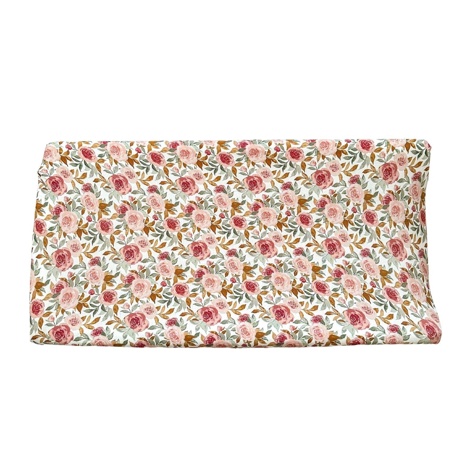 Dusty Pink Floral Bamboo Changing Pad Cover