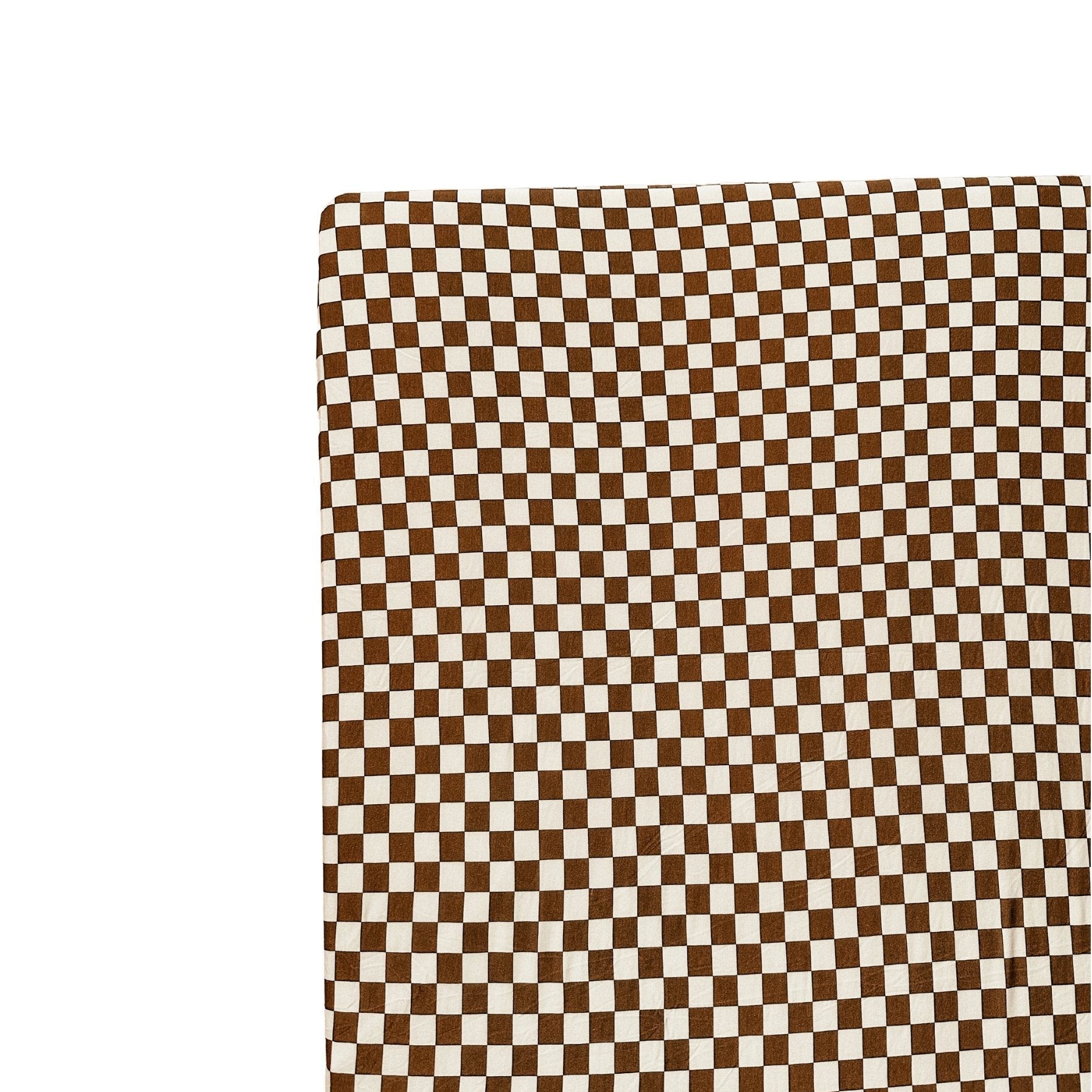 Toffee Checkered Bamboo Crib Sheet