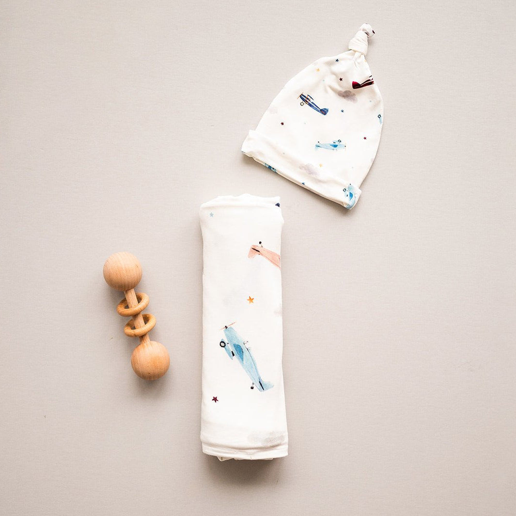 Vintage Airplane Bamboo Stretch Swaddle Blanket