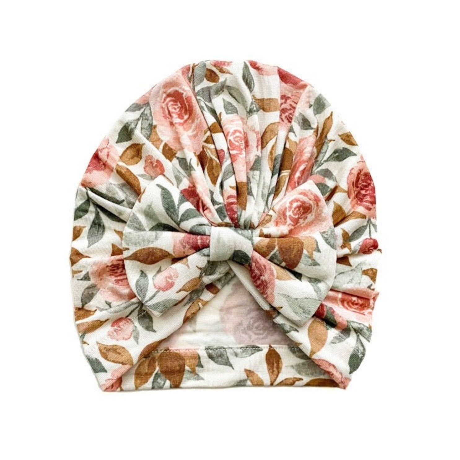 Dusty Pink Floral Baby Bow Hat