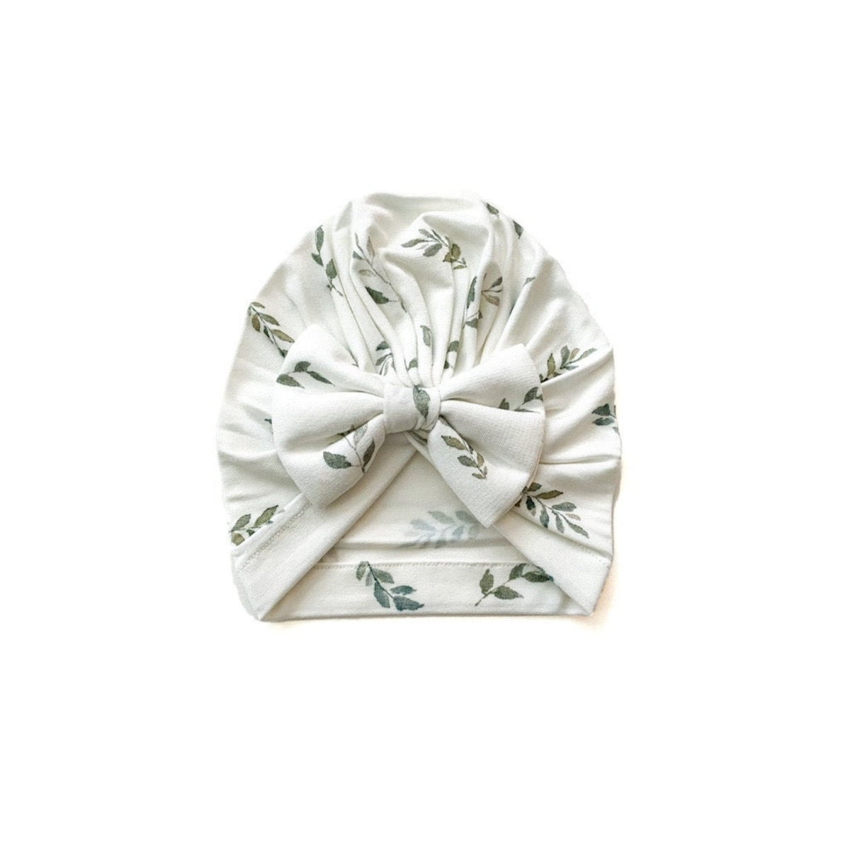Green Leaves Baby Girl Bow Hat