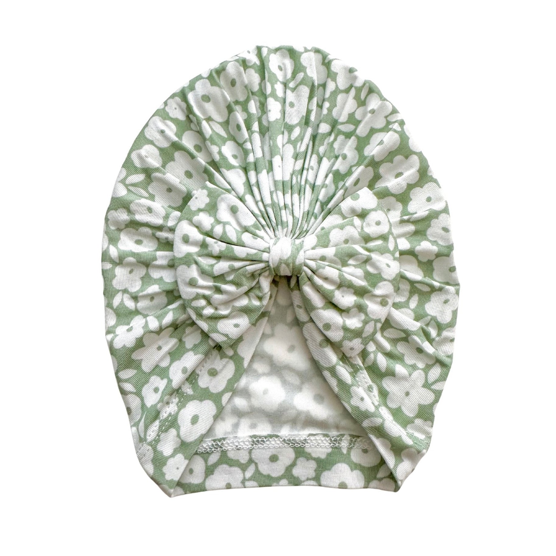 Bow Turban Hat - Sage Ditsy Floral