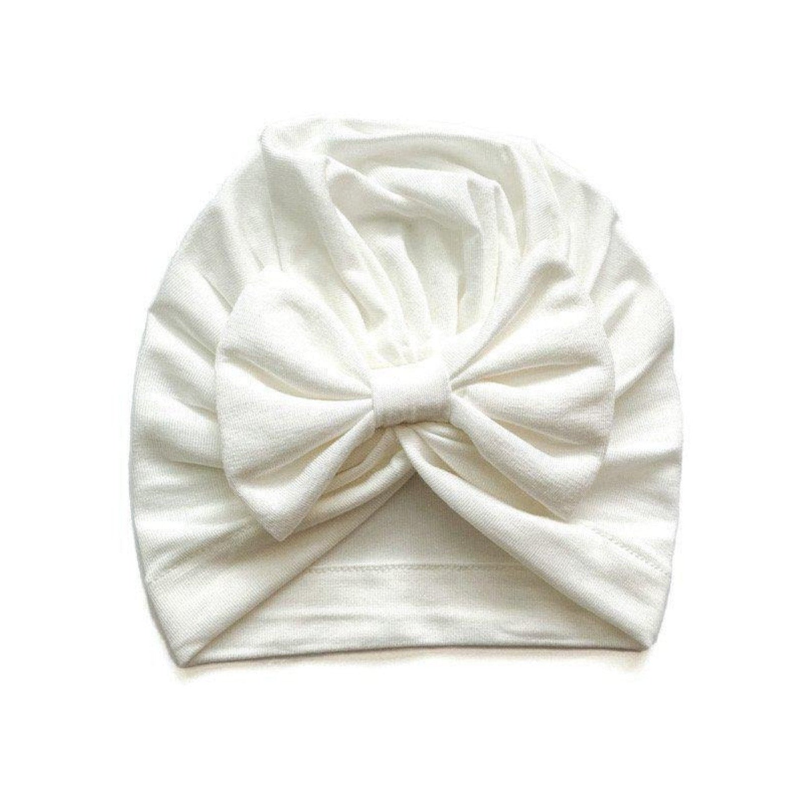 Solid White Bamboo Baby Bow Hat