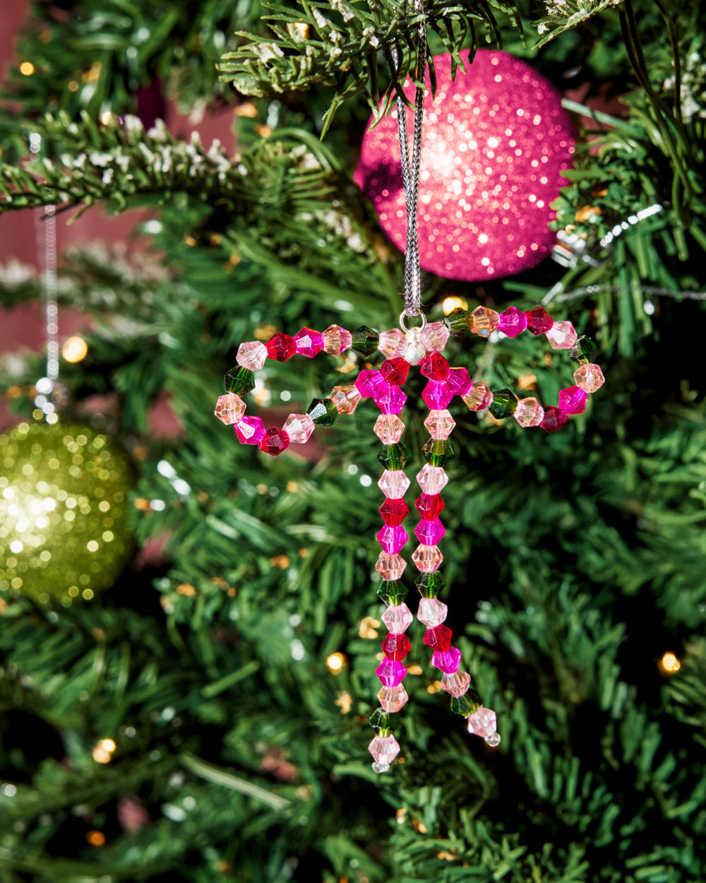 Beaded Bow Ornament Set - 6 beaded bows