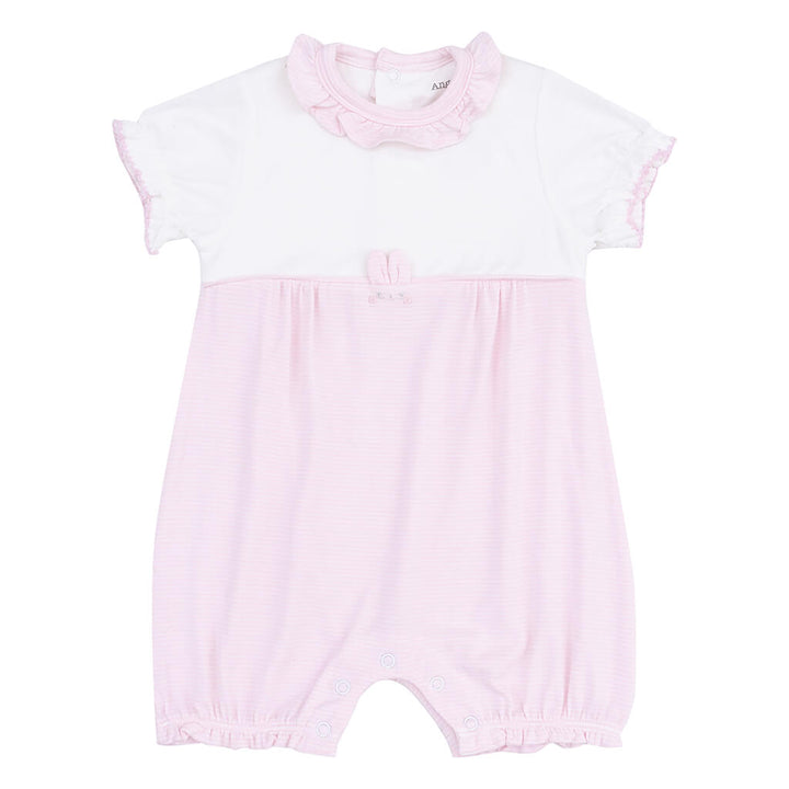 Tiny Bunny Ruffle Romper - Stripe Classic Pink