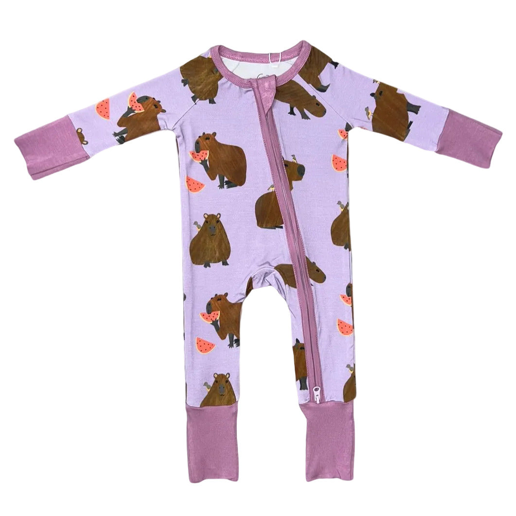 Capybara Baby Zip Pajamas