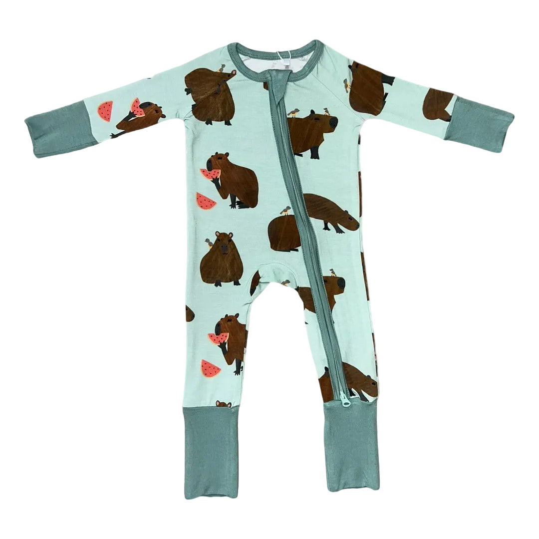 Capybara Baby Zip Pajamas