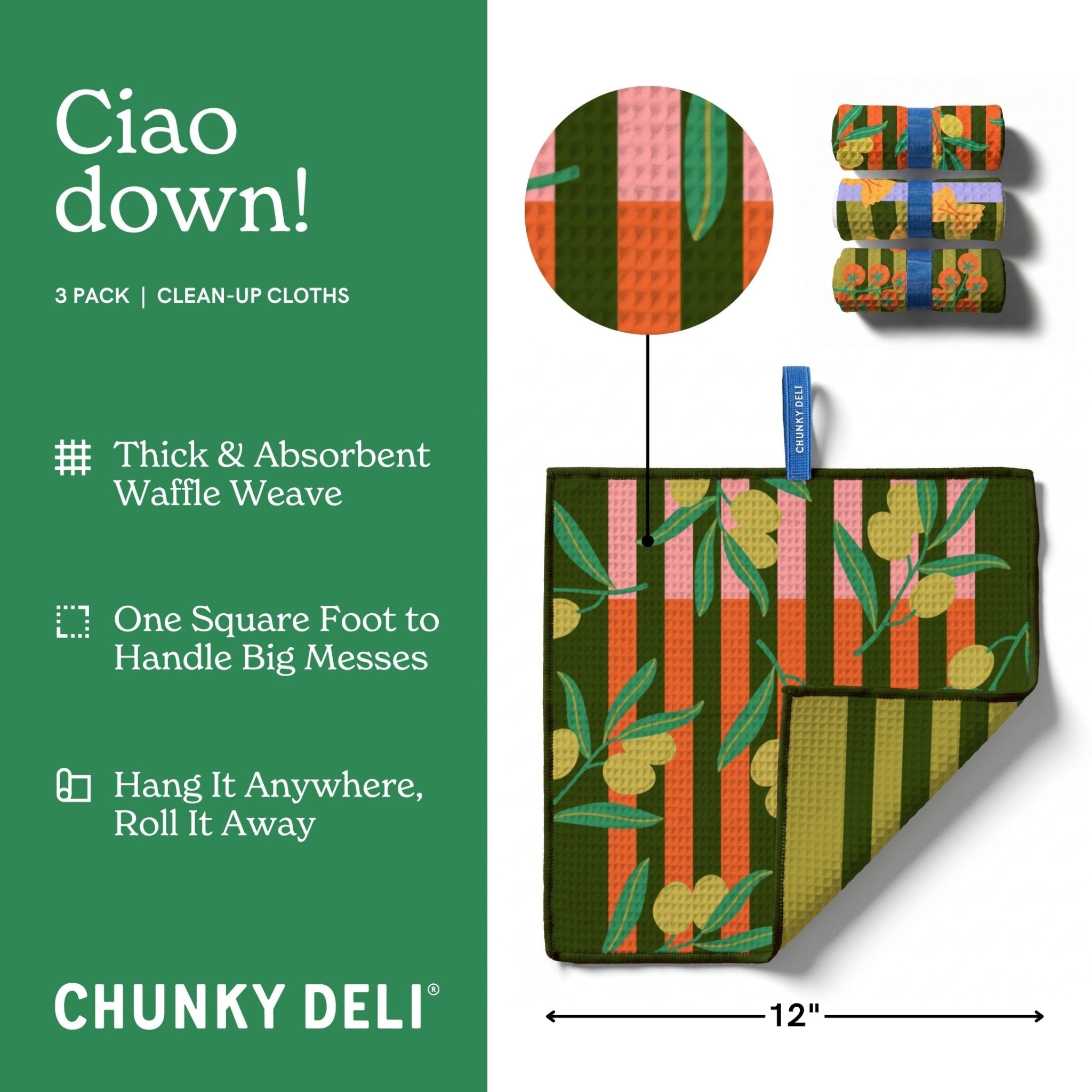 Ciao Down! | 3 Pack Clean-Up Cloths