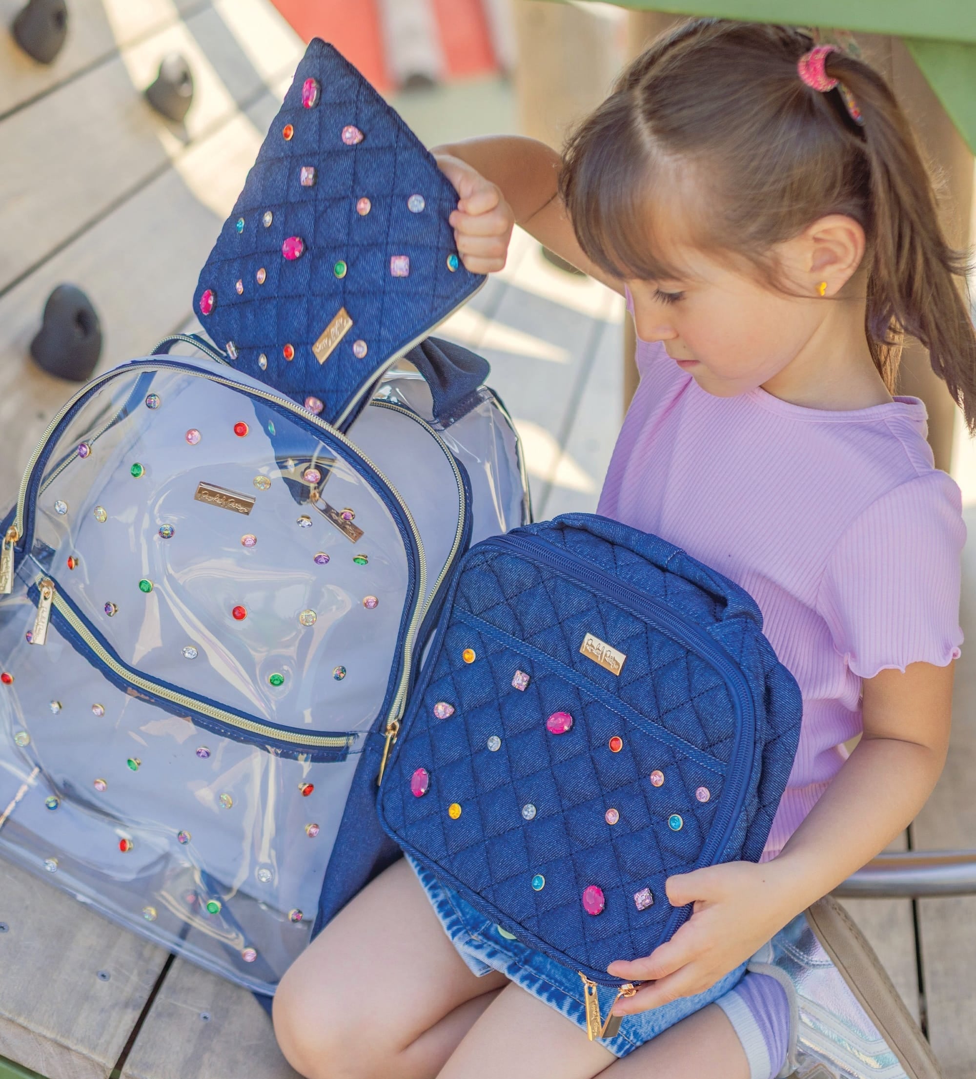 Denim and Gems Clear Backpack
