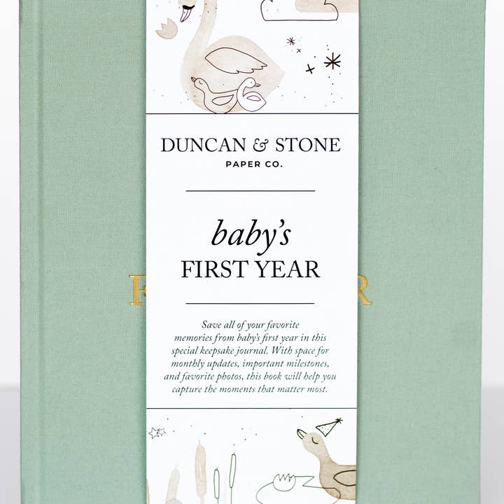 Baby's First Year Memory Book & Photo Album - Sage Green