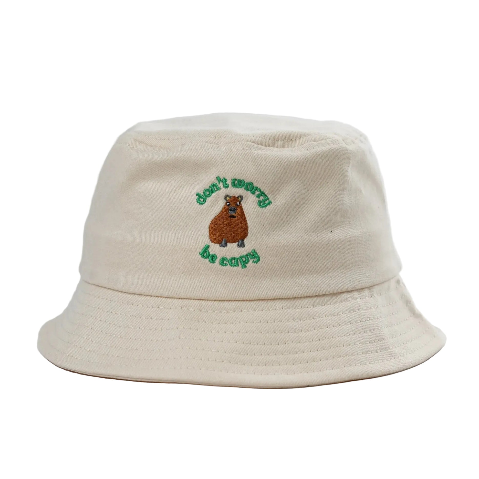 Family Matching 'Don't Worry, Be Capy' Embroidered Bucket Hat