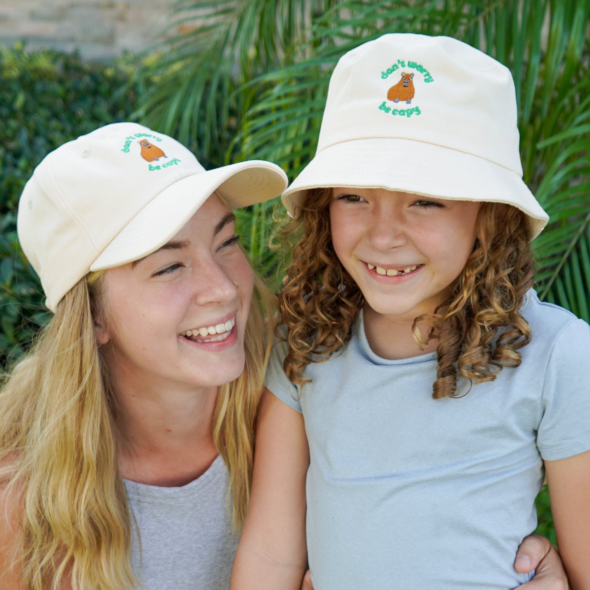 Family Matching 'Don't Worry, Be Capy' Embroidered Bucket Hat