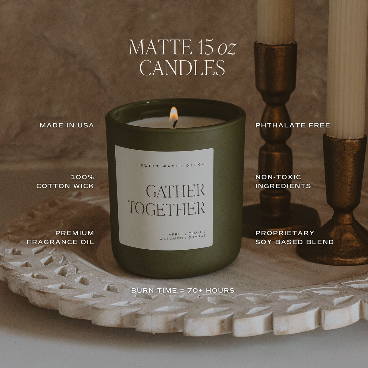 Christmas Soy Candle - Olive Matte Jar - 15 oz