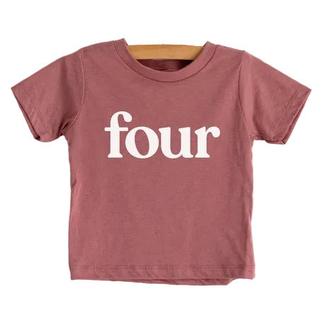 Four Modern Birthday Shirt Organic Kids Tee - Mauve