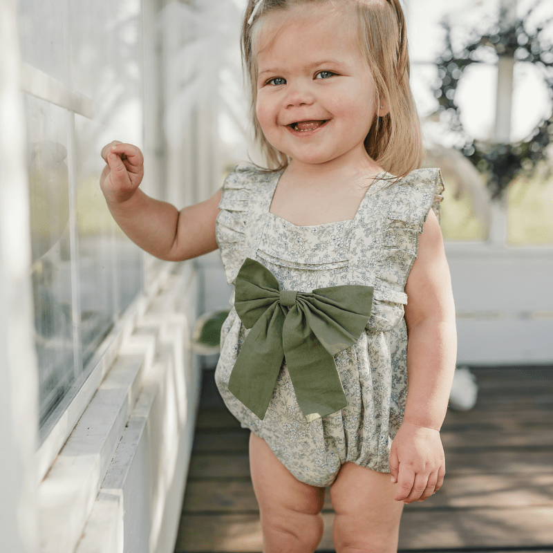 Indie Bow Front Bubble Romper - Bleu de Provence