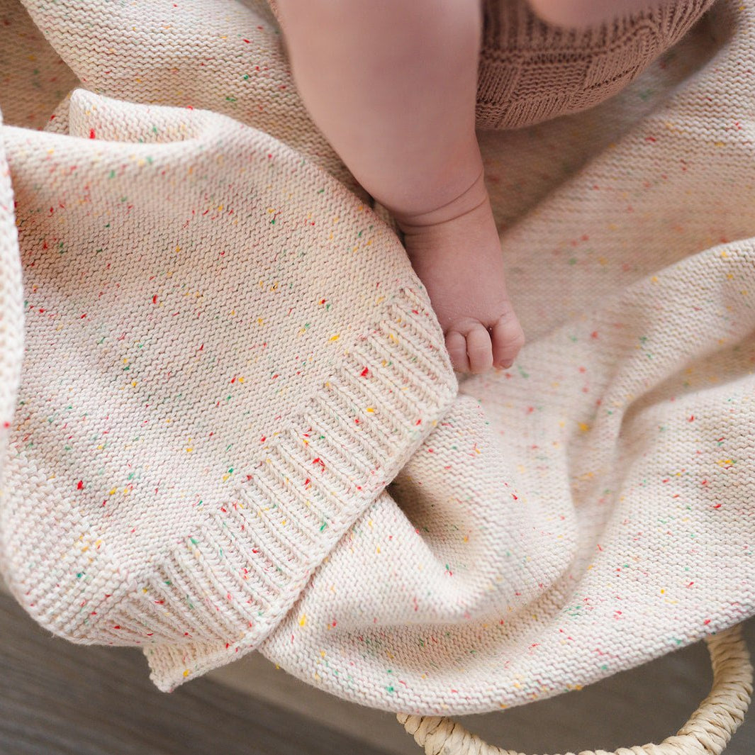 Rainbow Sprinkle Cotton Knit Baby Blanket