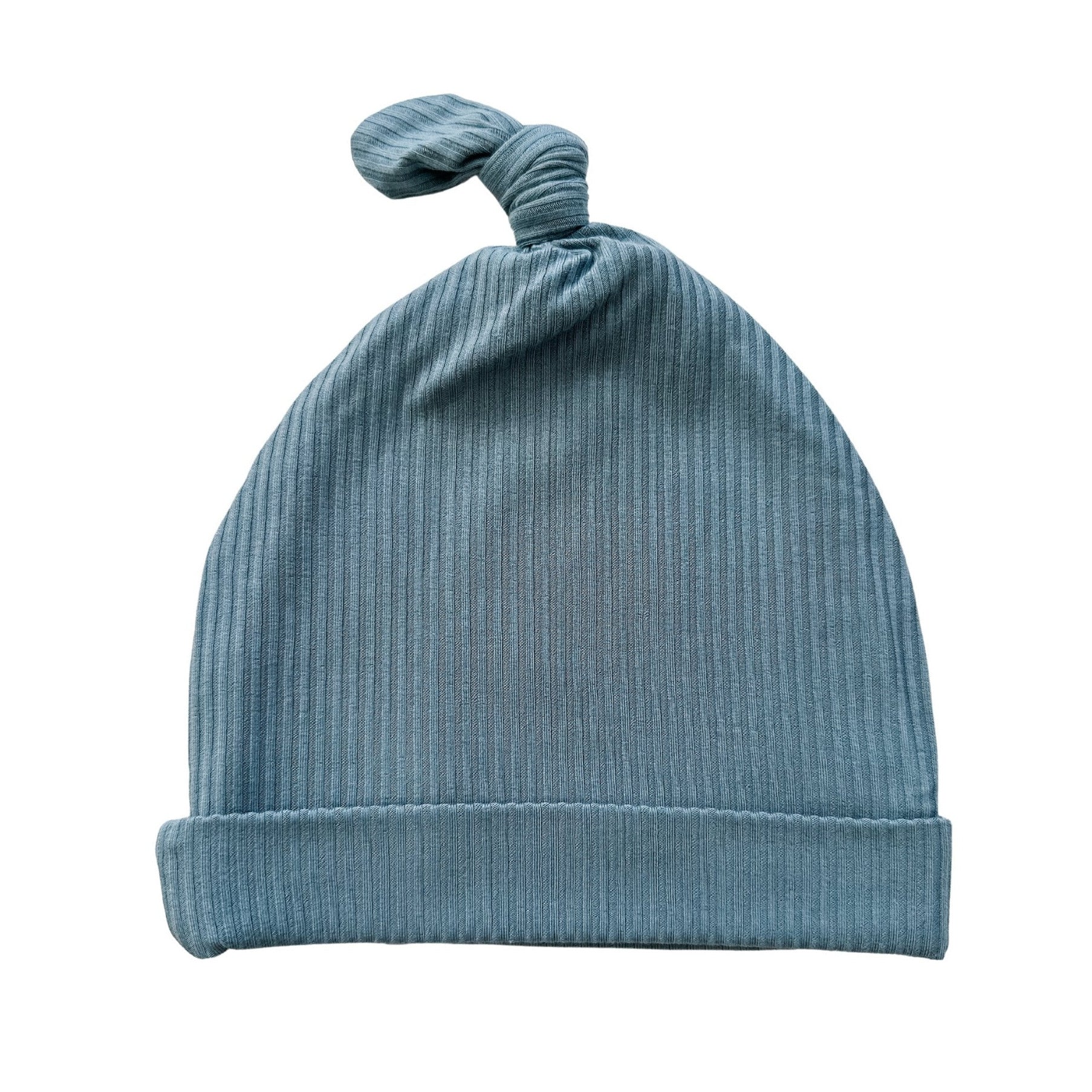 Arona Blue Ribbed Baby Knot Hat