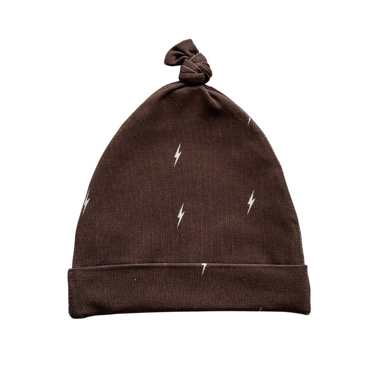 Brown Lightning Bamboo Baby Knot Hat – Newborn (0–3 Months)