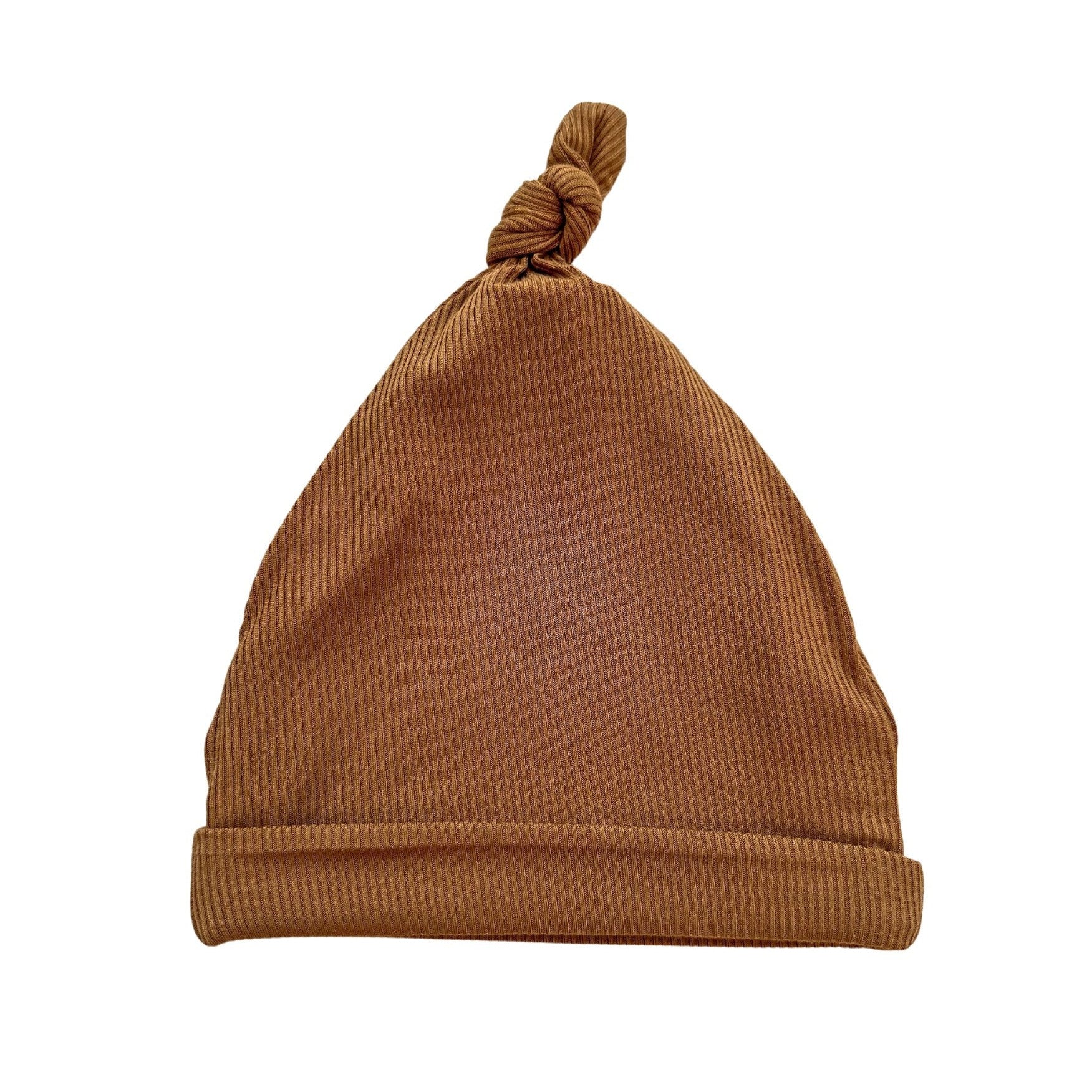 Caramel Ribbed Bamboo Baby Knot Hat