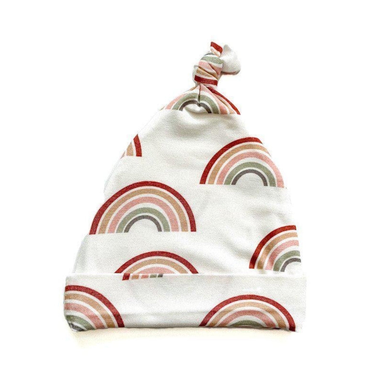 Newborn Neutral Rainbow Knot Baby Hat – Soft & Comfortable
