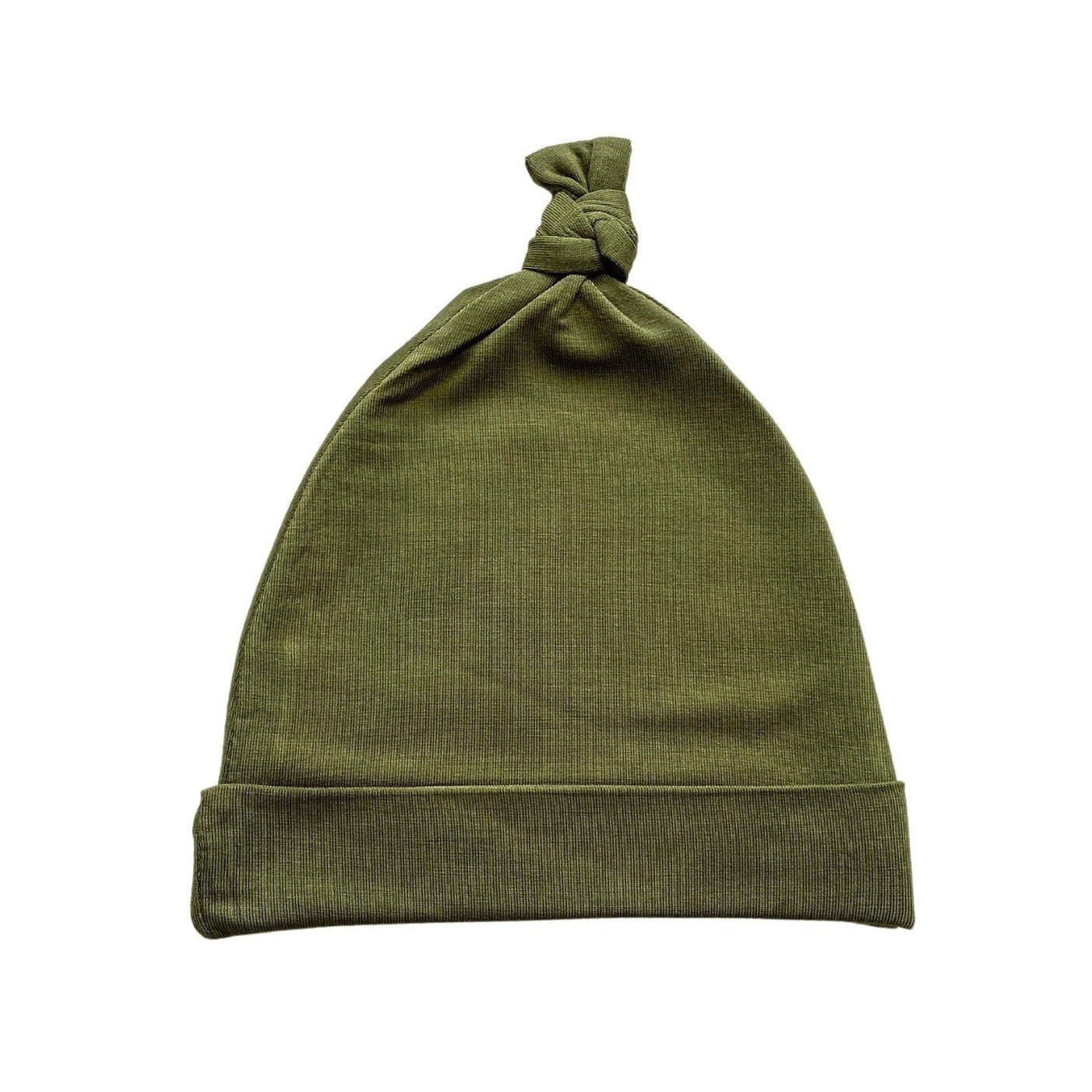 Olive Green Bamboo Baby Knot Hat – Newborn (0–3 Months)