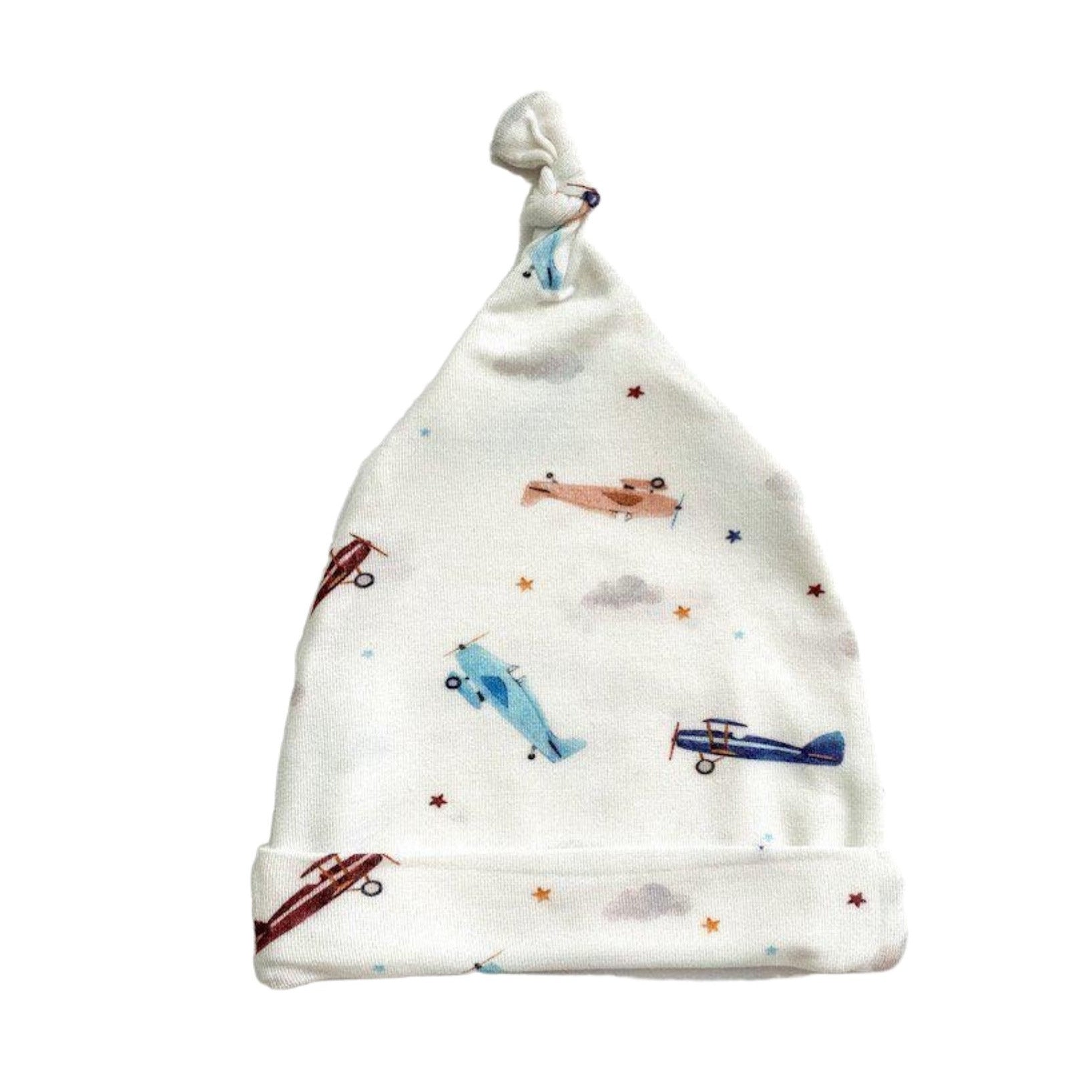 Newborn Knot Hat - Vintage Airplane