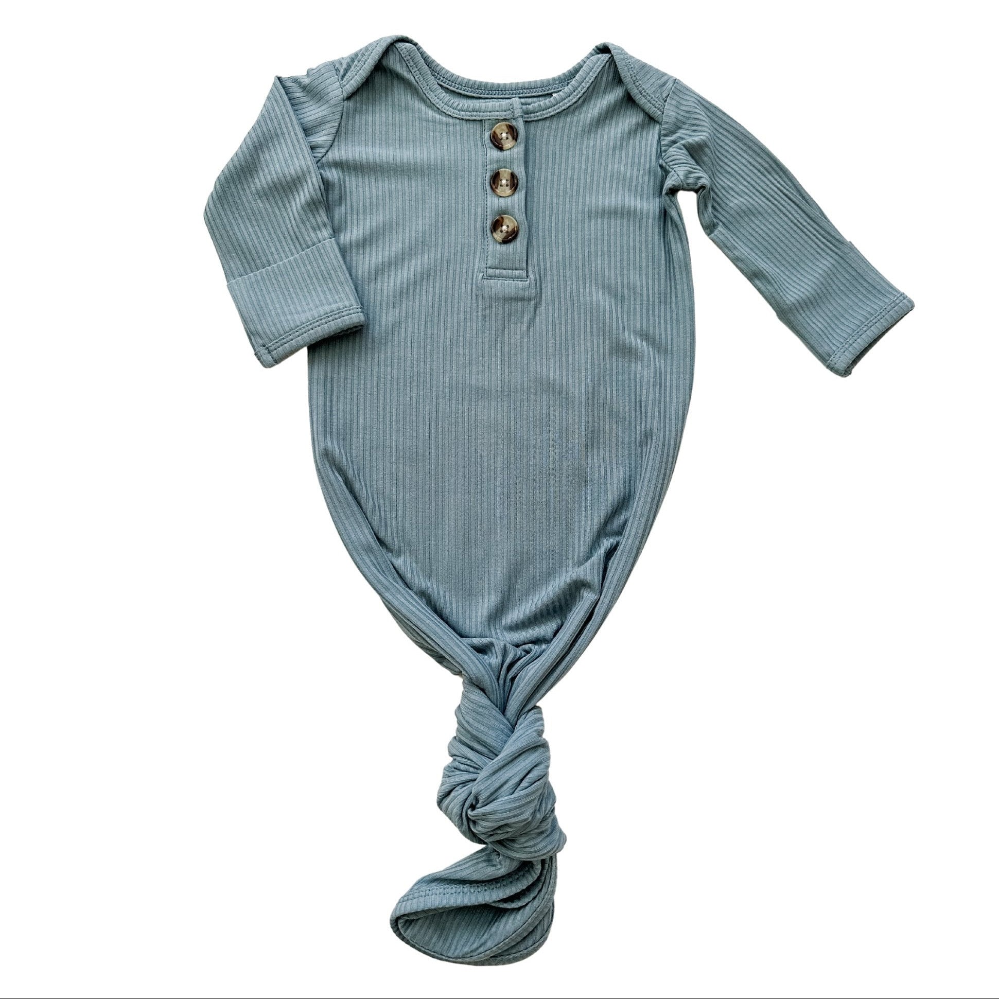 Knotted Baby Gown - Arona Blue Ribbed